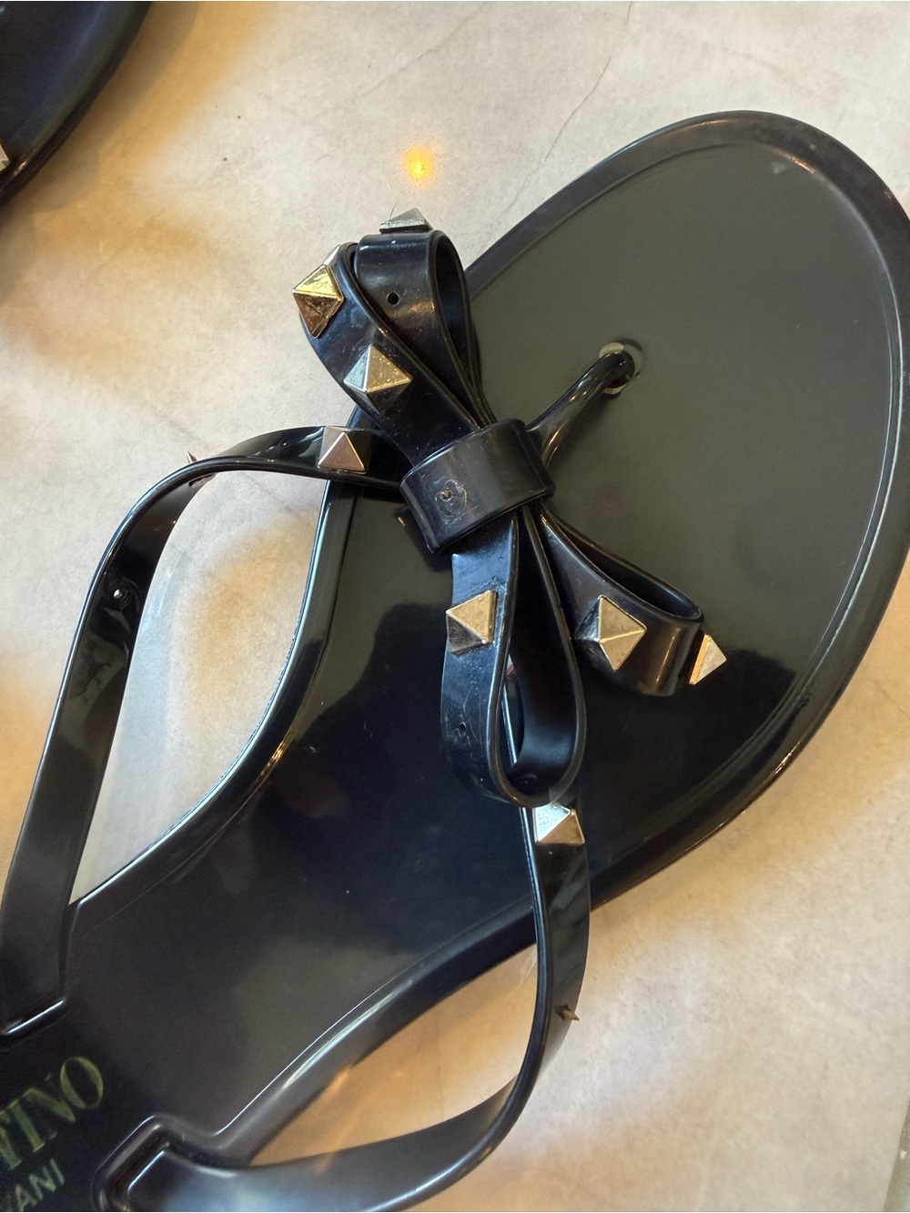 Valentino Black Studded Bow Women’s Sandals - Picture 7 of 9